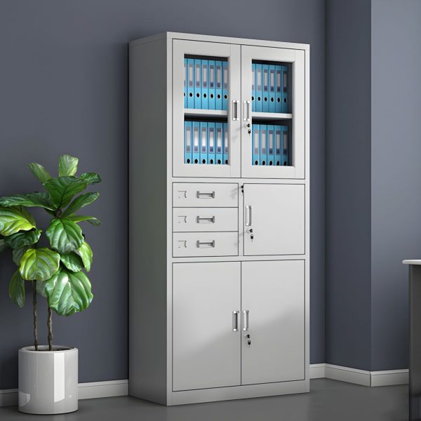 2-Door Metallic Office Cabinet with Safe - Image 4