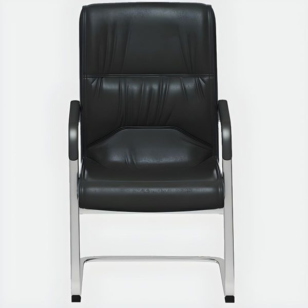 Ergonomic High-Back Executive Chair in Black Leather with Fixed Arms - Image 3