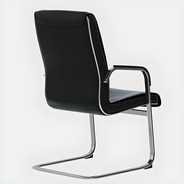 Ergonomic High-Back Executive Chair in Black Leather with Fixed Arms - Image 4