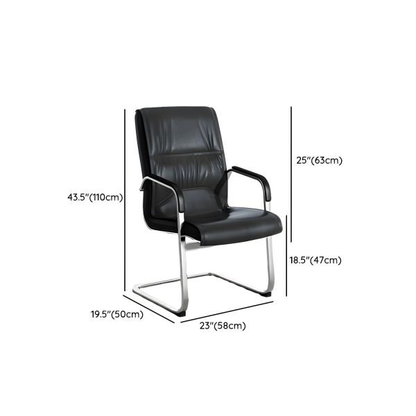 Ergonomic High-Back Executive Chair in Black Leather with Fixed Arms - Image 5