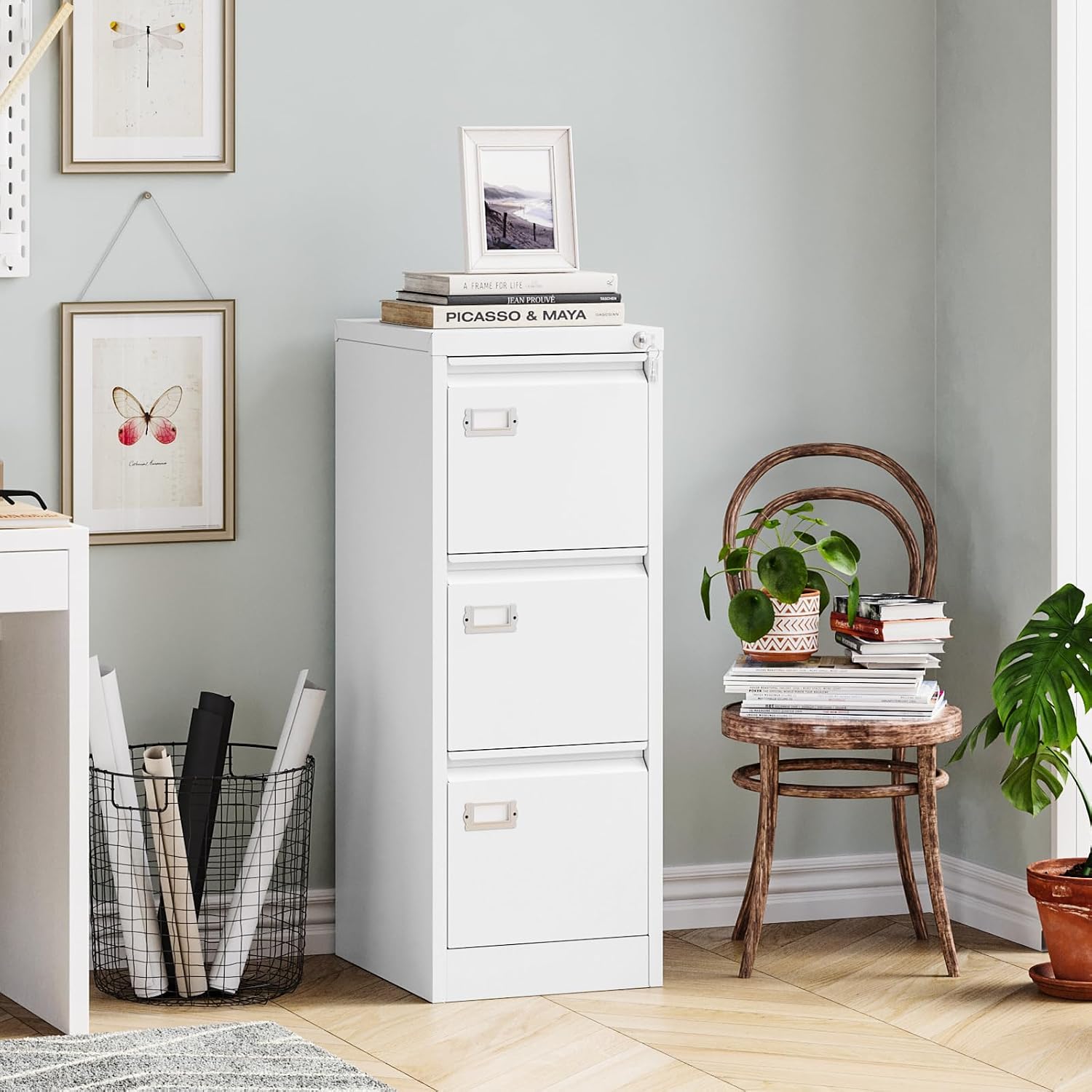 Compact 3-unit office filing solution