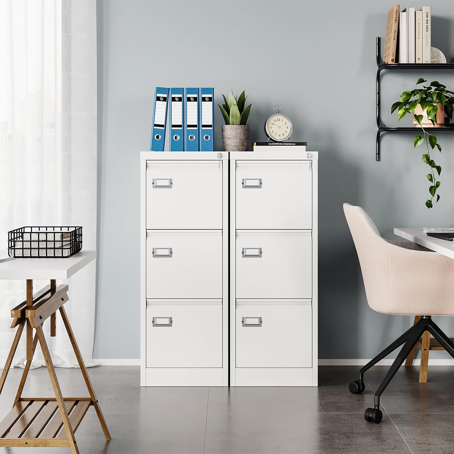 Compact 3-unit office filing solution