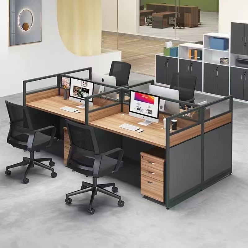 Space-saving four-person office workstation design
