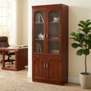 executive wooden file cabinet with lockable doors