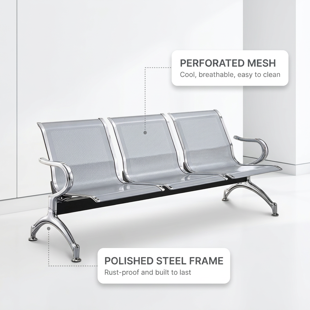 3-Link Normal Gauge Non-Padded Waiting Bench Nairobi Kenya