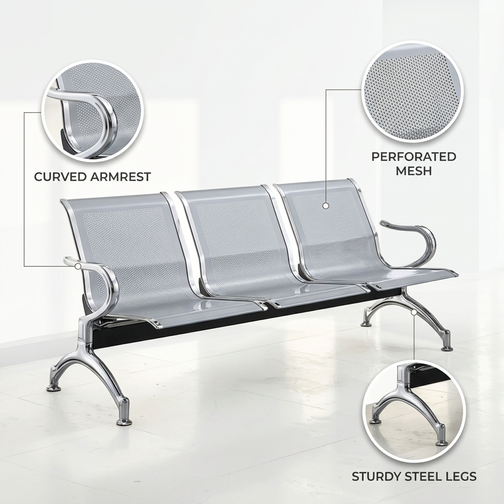 3-Link Normal Gauge Non-Padded Waiting Bench Nairobi Kenya